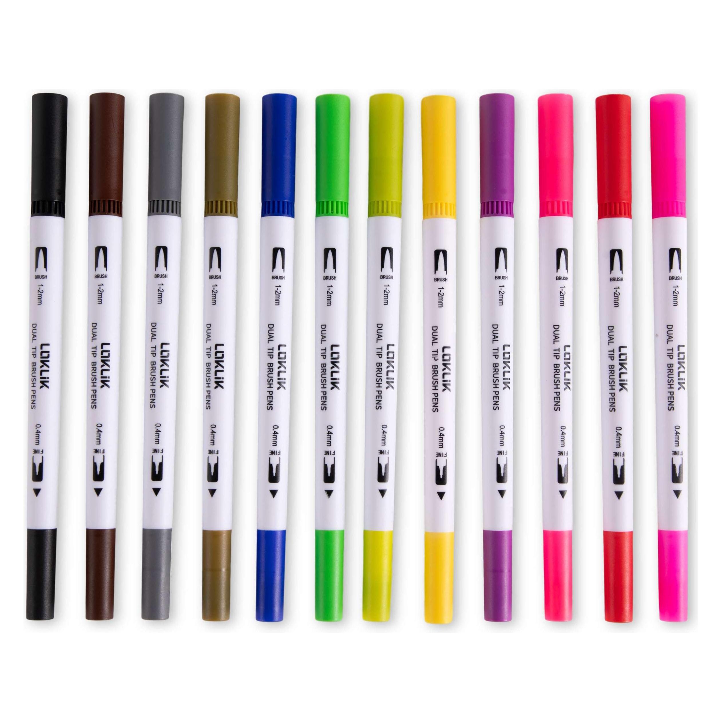 Loklik Dual Tip Brush Pens - 12 Farben (SG-KZJPJ-0001-US-L-B2B)