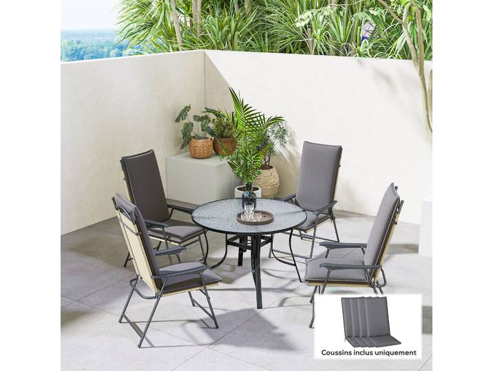 Outsunny Coussins Extérieur Gris 124x50cm Lot de 4