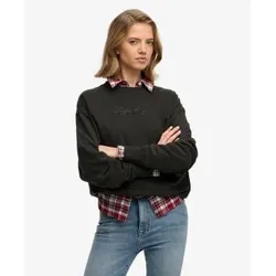Superdry für Damen. W2012635A Marken-Sweatshirt mit Schriftzug, schwarz (M), Lässig, Baumwolle, Langarm