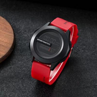 Inspire Curations Men Waterproof LED Digital Sports Watch With Alarm & Fitness Functions red