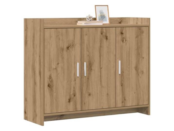 KTHLBRH Anrichte Eiche Handwerk 98,5 x 33 x 80 cm Technisches Holz, 4 Einlegeböden, 3 Türen, Griffe aus Metall, für Esszimmer