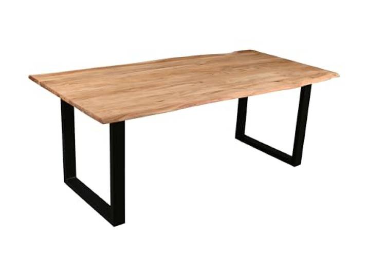 SAM Esstisch Quarto 220x100 cm Akazie eiche / U-Gestell schwarz massiv, Echte Baumkante, Akazienholz eichefarben, Baumkantentisch, Esszimmertisch