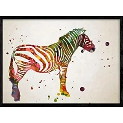 POSTER Zebra Aquarell-Stil A4 Rahmenlos