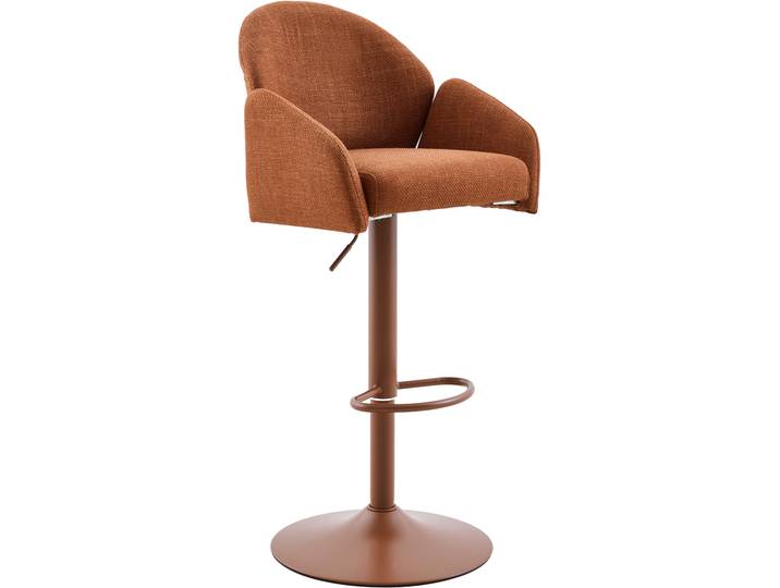 Barhocker HELA HOLLY , braun (copper), B:51,5cm H:96cm T:53cm, 100% Polyester, Hocker, Barhocker, 360 drehbar, Höhenverstellbar, Armlehnen, Gestell angepasst an Bezug