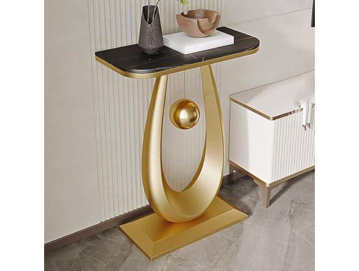 Sinterstein Konsolentisch Wassertropfen Goldkugel für Eingang Flur Zuhause Luxus Design Wassertropfen Goldkugel Platzsparend für Salon Flur Kleine Wohnung(Gold 4,40cm/15.7in)