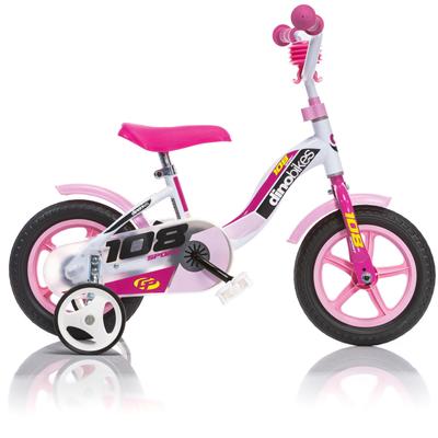 Kinderfahrrad DINO BIKES "10" stabiler Stahl-Rahmen, Stützräder, kindgerecht" Gr. 16, weiß, Fahrräder, Kinder, 16cm, 10 Zoll (25,40cm), mit Stützrädern, Hupe und Schutzblechen