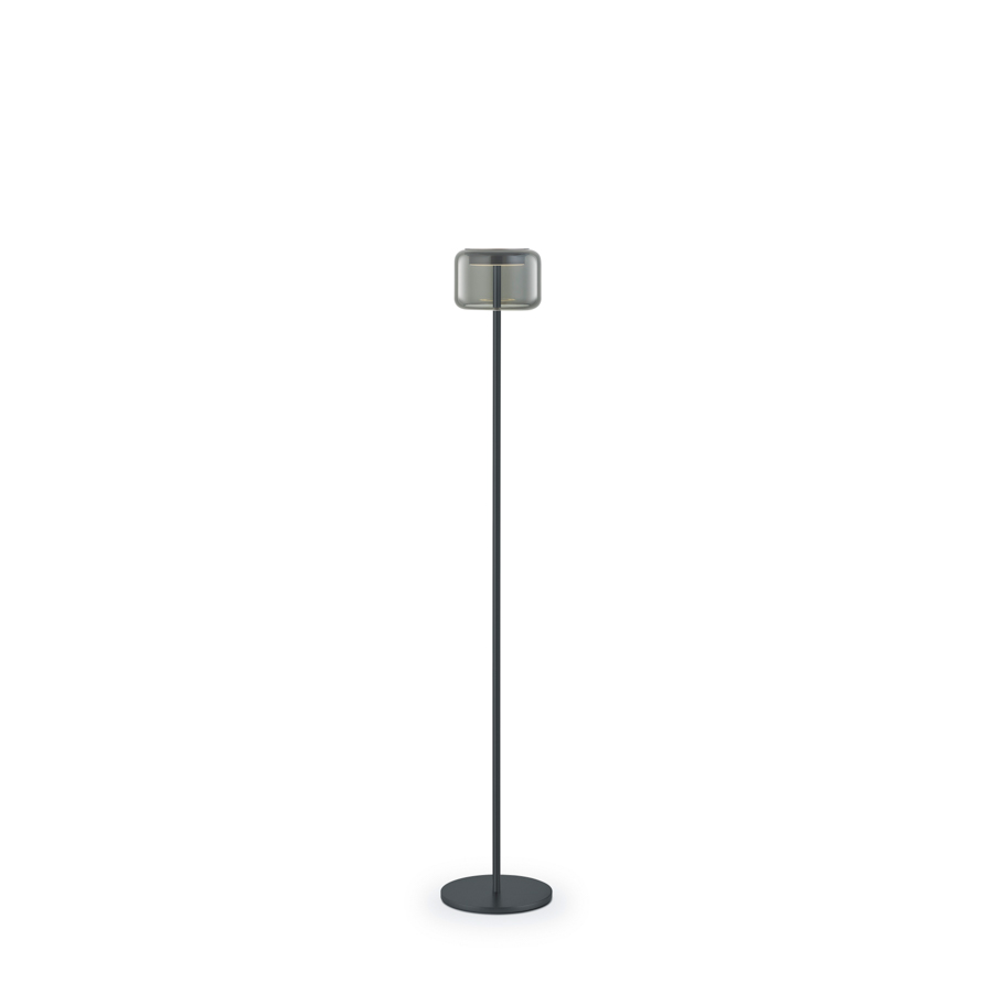 GKS Knapstein LED-Stehleuchte SORA Schwarz mit mundgeblasenem smoked Glas 41.998.07 4250035838543