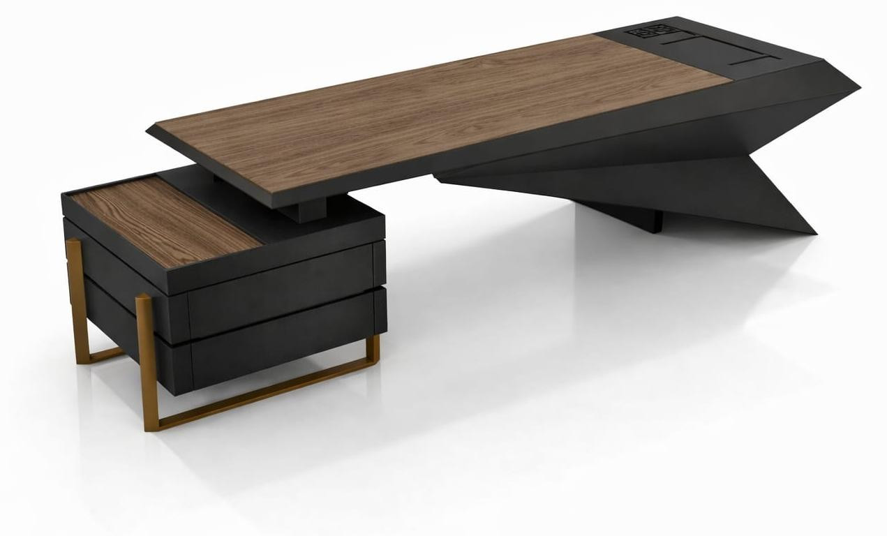 JVmoebel Luxe Design Kantoorinrichting Set met Bureau, Dressoir en Salontafel