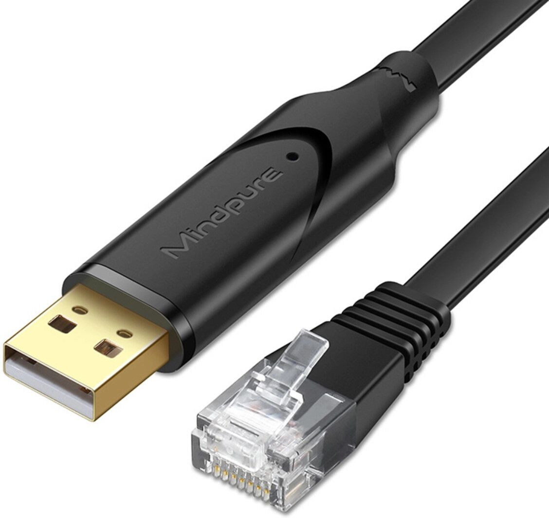 INF USB-zu-RJ45-Konsolenkabel, 150cm schwarzes PVC-Kabel kompatibel mit Cisco-Routern und Switches
