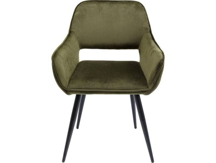 Chaise avec accoudoirs San Francisco velours vert foncé Kare Design