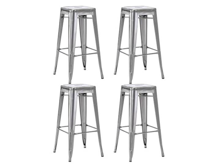 Duhome 4er Set Barhocker Eisen Barstühle Sitzhöhe 76cm, Metallic Stapelbar Metall Bistrohocker mit Fußstütze im Industry Design