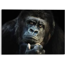 Glasbild REINDERS "Glasbild Gorilla Affe - Kräftig - Nachdenklich", schwarz (farbe bild(er): schwarz), B:70cm H:50cm, Acrylglas, Bilder