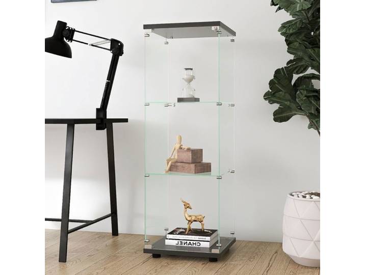Vitrine en Verre - LUMINARIX - Modèle Noir - 3 Étagères - Porte Verrouillable - 42.5x36.5x125cm