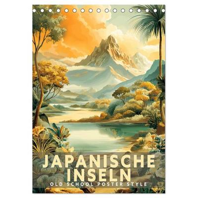 Japanische Inseln - Old School Poster Style (Tischkalender 2027 DIN A5 hoch), CALVENDO Monatskalender