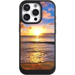 Nivocase Hülle für Apple iPhone 16 Pro Handyhülle NIVOcore Case Schwarz Meer Sonnenuntergang Strand (Apple iPhone 16 Pro), Smartphone Hülle, Schwarz