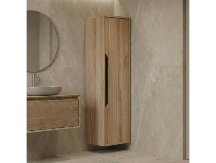 Colonne Salle De Bains Suspendue Décor Chêne 1 Porte Aïga