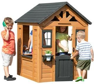 "Backyard Discovery Sweetwater Cedar Wooden Playhouse with Play Kitchen - 3'6"" x 3'10"""