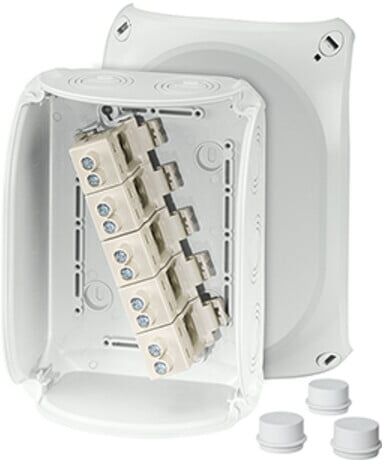 Hensel DK 1616 G Kabelabzweigkasten IP65 grau L160xB160xH91mm aus Polycarbonat mit 16 Klemmen, 62000014)