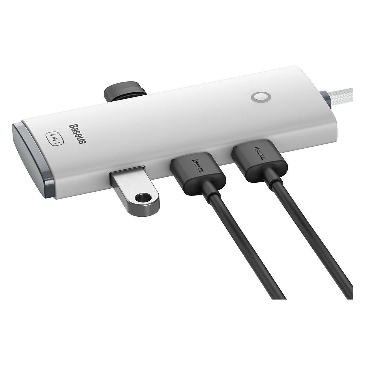 Baseus Lite Series 4-Port Type-C HUB Adapter (Type-C to USB 3.0*4 ) 2m White (USB-C, 4 Ports) (WKQX030502)