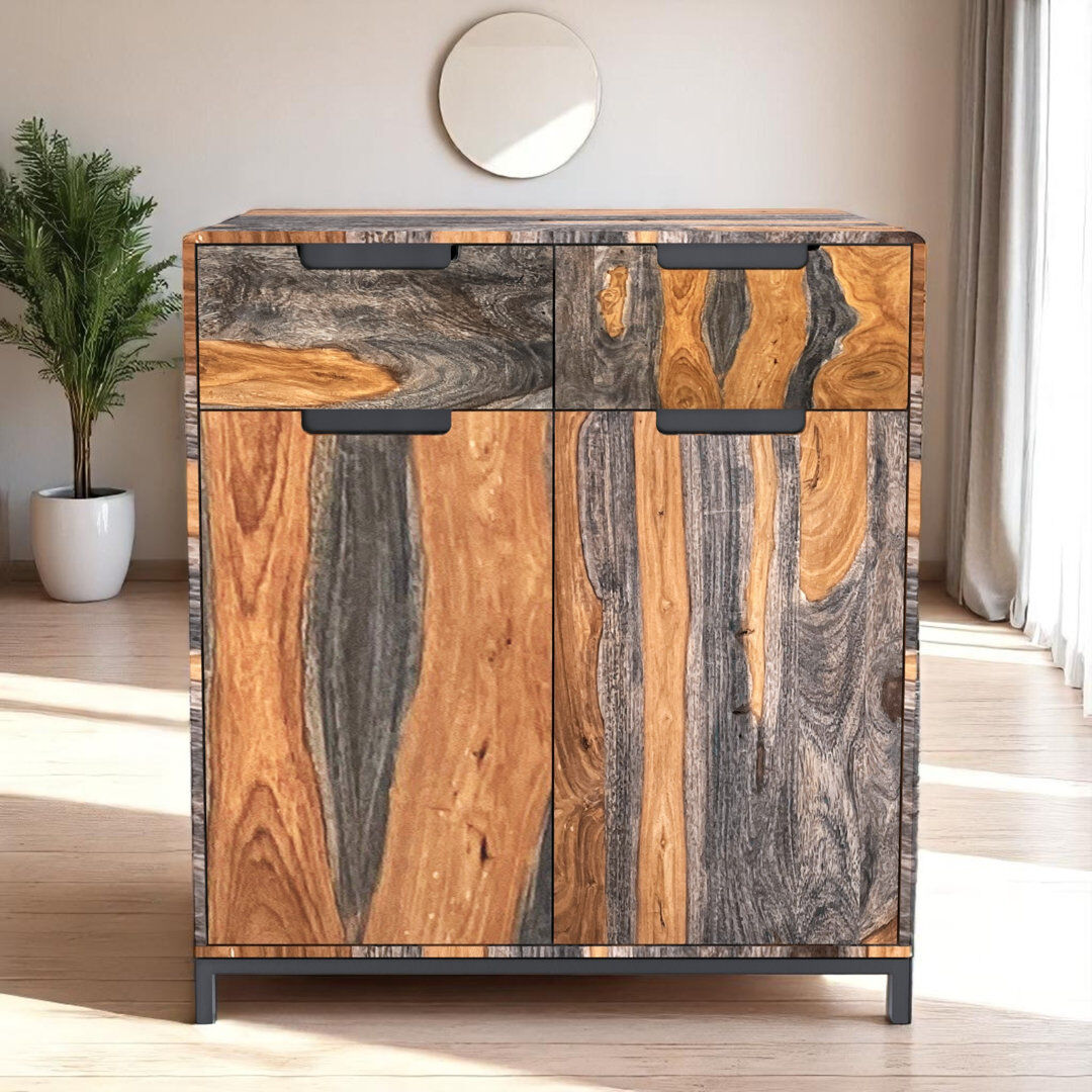 Daily Sales Goa 78 Cm Wide 2 Drawer Sideboard Dark Grey/Rose Wood 87cm H X 78cm W X 35cm D