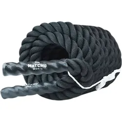 Matchu Battle Rope 9 Meter - Fitness Seil - gewebtes Polyester - schwarz - für Cross-Training und Fitness