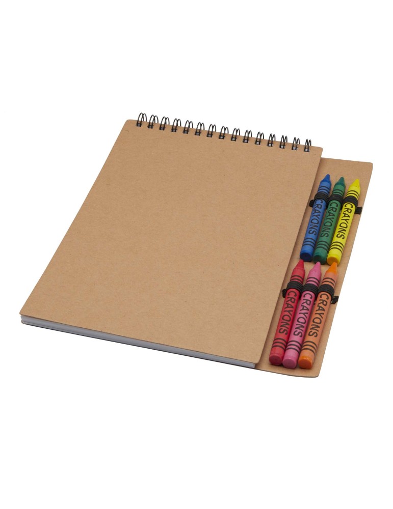 Carnet à spirales A5 personnalisable avec crayons gras Doodle naturel