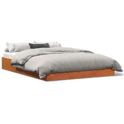 vidaXL Massivholzbett ohne Matratze Wachsbraun 140x200 cm Kiefernholz