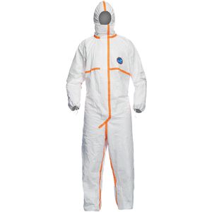 Feldtmann Schutzanzug Tyvek 800 J Einwegschutz-Overall, weiß, Größe L, mit Kapuze, Einweg-Overall, PSA-Kategorie 3 Typ 4/5/6