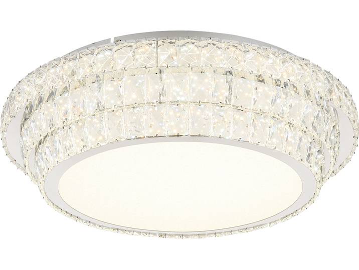 Plafonnier LED\, cristaux\, intensité lumineuse variable\, télécommande\, D 60 cm