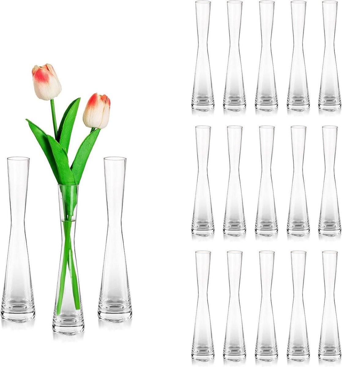 Moderne Hoge Dunne Bloemenvaas - Elegante Glazen Vaas voor Woondecoratie