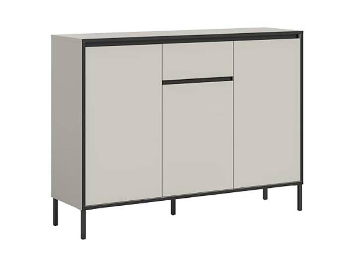 xonox.home – Kommode Tron 136x101x38 cm in Kaschmir Nachbildung und Schwarz – Kompakte Stauraum-Kommode mit klarer Linienführung – vielseitig einsetzbar & pflegeleicht