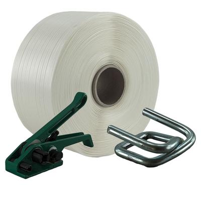 KK Verpackungen 13 mm Textil Polyester Umreifung Set Umreifungsband Bandspanner Metallklemmen
