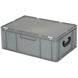 BRB Kunststoffkoffer mit Scharnierdeckel, grau, LxBxH 600 x 400 x 230 mm, lebensmittelecht, Industriequalität
