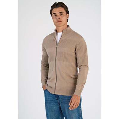 Cardigan LINDBERGH "Cardigan Relaxed Fit", Herren, Gr. L, beige (sand), Obermaterial: 100% Baumwolle, Strickjacken