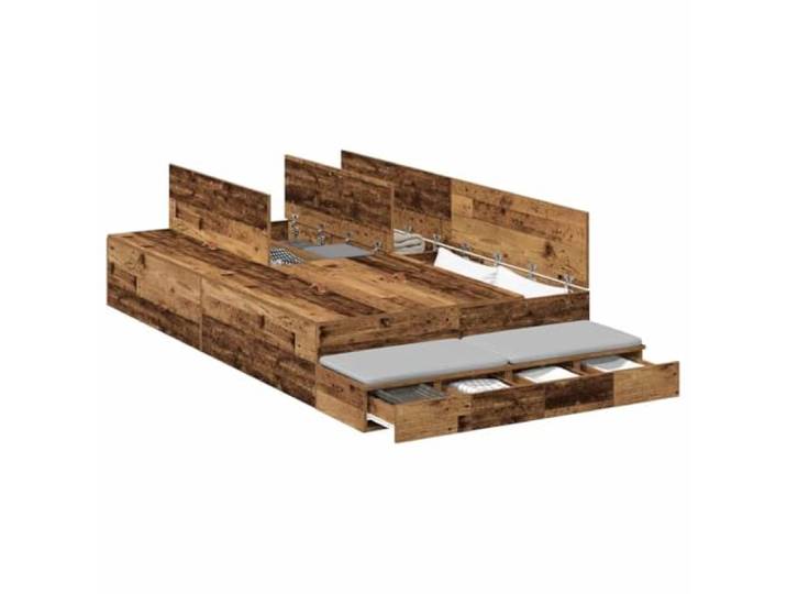 KTHLBRH Bettkasten aus altem Holz, 120 x 190 cm 4 Schubladen, Struktur aus mehrschichtigem Holz, Tragkraft 200 kg, modernes Design