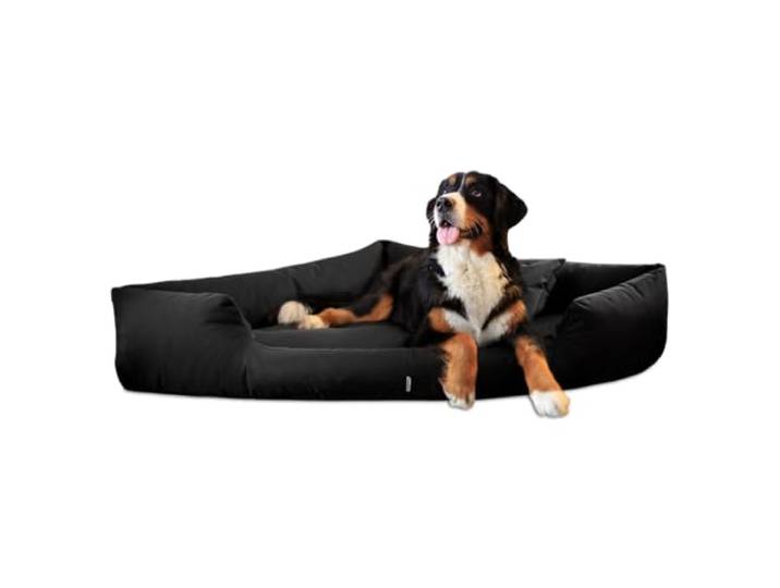tierlando® Orthopädisches Hundebett Trivia aus Robustem Polyester, Platzsparendes Dreieckbett mit Visco-Matratze, Größe: 120x120cm Farbe: 03 Schwarz