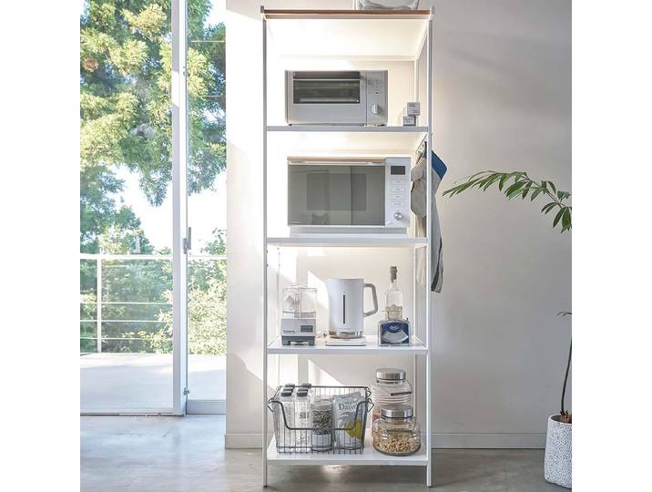 Yamazaki Étagère de cuisine verticale blanche Métal Étagère sur pied 5 niveaux 60x170x46cm \ TOWER