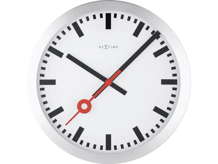 Nextime Wanduhr, Silberfarben, Metall, 35x35x4.5 cm, RoHS, CE, Dekoration, Uhren, Wanduhren