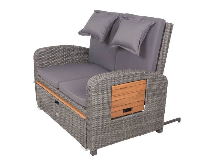 Garten-Loungesofa Bari 115 x 95 x 185cm Grau