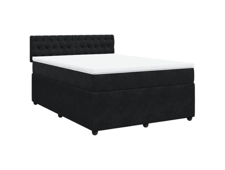 PUGYNBK Boxspringbett aus schwarzem Samt, 140 x 200 cm Mit Taschenfederkernmatratze, atmungsaktiver Matratzenschoner, Latten