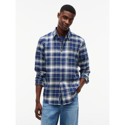 Flanellhemd TOMMY JEANS "REGULAR FLANNEL CHECK SHIRT", Herren, Gr. XXL (58), N-Gr, blau (basic navy check), Web, Obermaterial: 100% Baumwolle, kariert, regular fit normal, Rundhals, eingesetzt Manschette, Hemden, Regular fit mit Karomuster