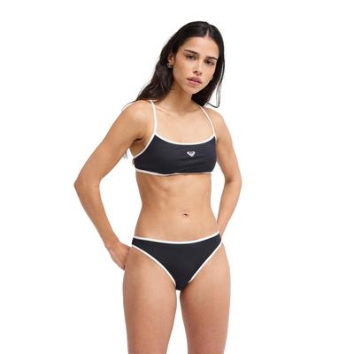 Bikini-Hose ROXY "The Retro Essentials Classic", Damen, Gr. S, schwarz-weiß (anthrazit), Obermaterial: 85% Polyester, 15% Elasthan., Badehosen Bikini-Hose