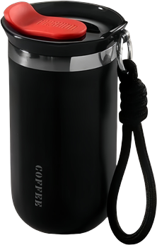 Modern Mode Marketplace Insulated Coffee Tumbler Stainless Steel Travel Mug With Lid And Rope Handle black