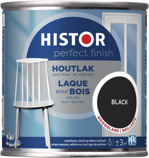 Histor Perfect Finish Houtlak Hoogglans - Black