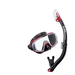 Visio Tri-Ex Schnorchelset - Black - Metallic Dark Red