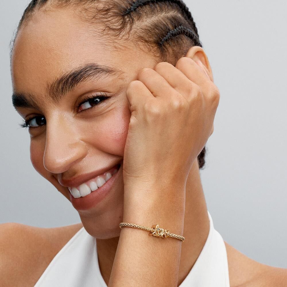 Pandora Slide-Charm Love, vergoldet, Moments gold