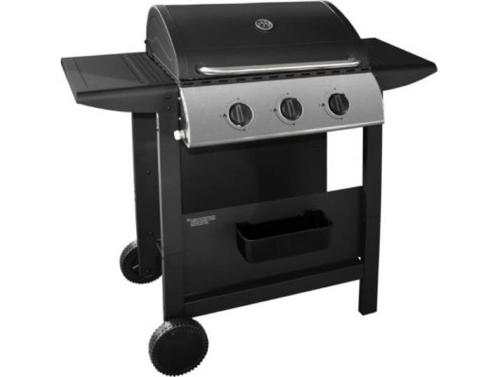 Listo - Barbecue Gaz Bgz L1 Noir 3 Brûleurs Sur Chariot, 51x34 Cm