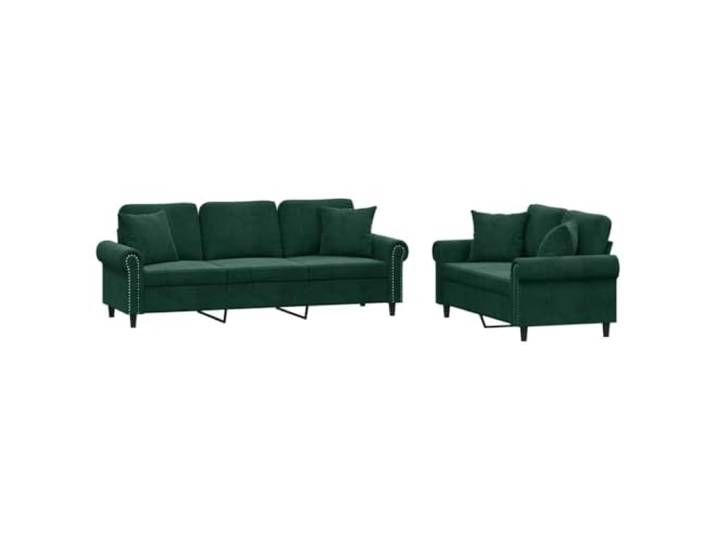 Todiikf 2-TLG Sofagarnitur Samt Couch 2er 3er Sofa Dunkelgrün Elegantes Polstermöbel Set mit dicker Schaumstoff Polsterung und Zierkissen für gemütliche Stunden im Wohnzimmer