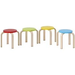HOCKER 4er Set Holzwerkstoff Mehrfarbig