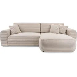 ECKSOFA VIVA Beige Kordstoff mit Schlaffunktion